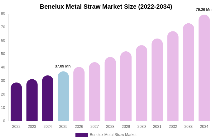 Benelux Metal Straw Market Size, Share & Trends Report By 2034