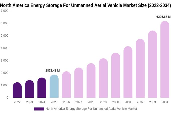 North America Energy Storage For Unmanned Aerial Vehicle Market Size, Share & Growth Report By [2034]