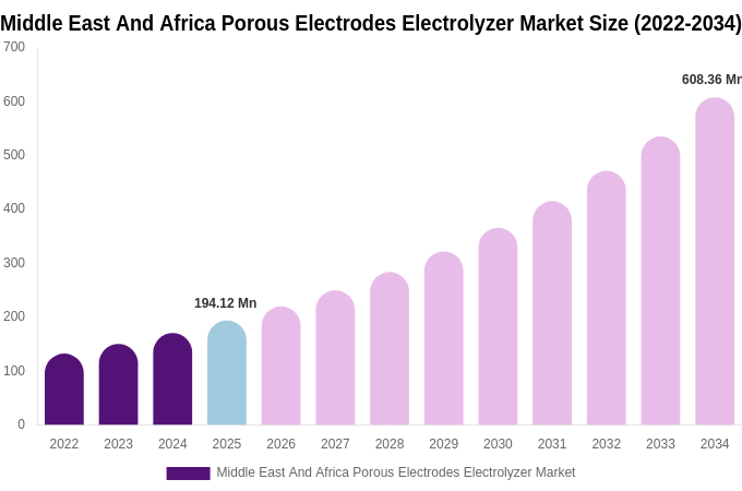 Middle East And Africa Porous Electrodes Electrolyzer Market Size, Share Report By 2034