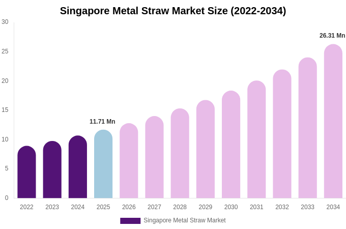 Singapore Metal Straw Market Size, Share Report By 2034