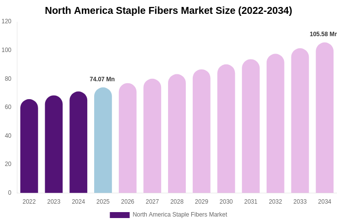 North America Staple Fibers Market Size, Share Report By 2034