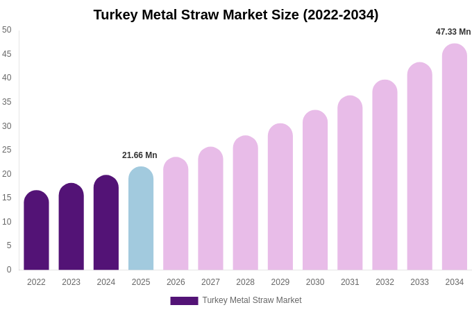Turkey Metal Straw Market Size & Share Report By 2034