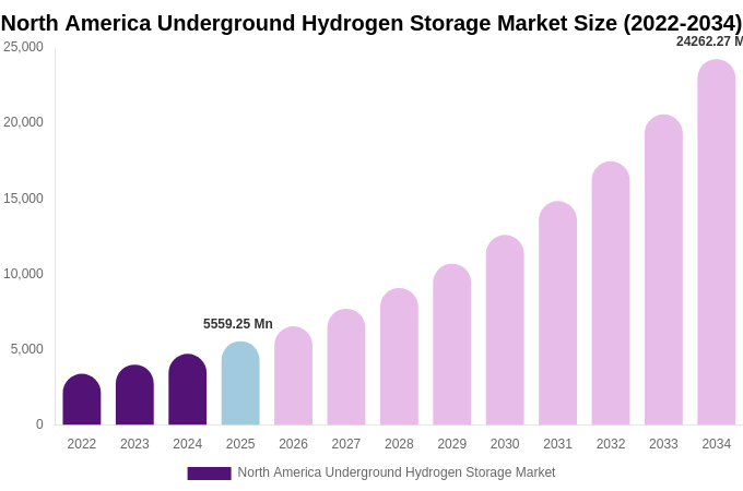 North America Underground Hydrogen Storage Market Size, Share Report By 2034